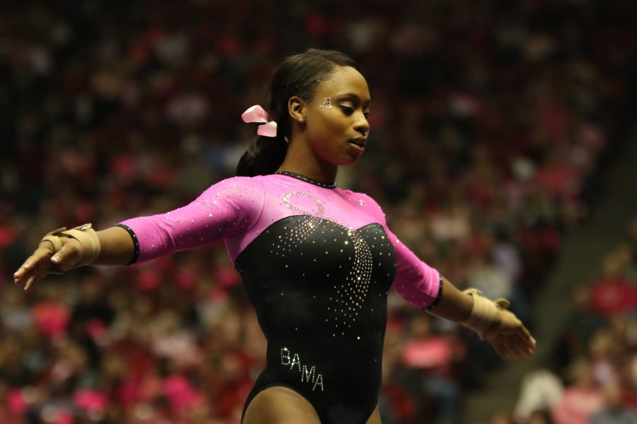 Gymnastics fights to win 12th annual Power of Pink meet