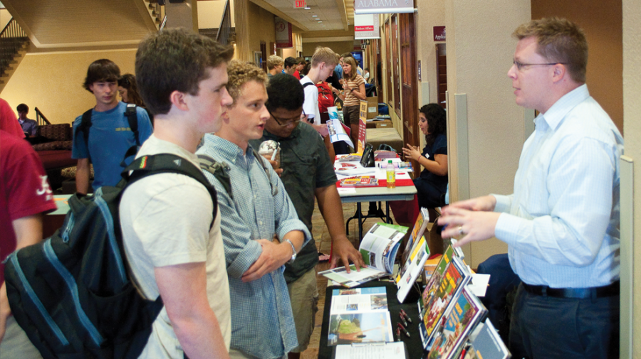 Students gather information at study abroad fair