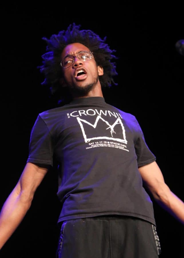 Masters student Jahman Hill uses his performance skills and personal experiences with slam poetry to promote discussion.