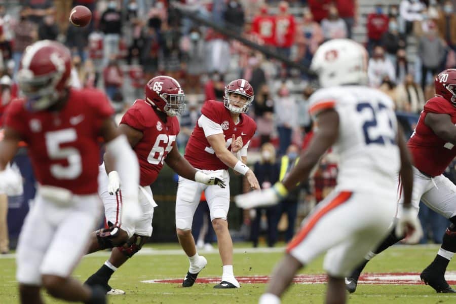 For junior quarterback Mac Jones, the Iron Bowl could be the centerpiece of his Heisman campaign. Photo courtesy of Alabama Athletics