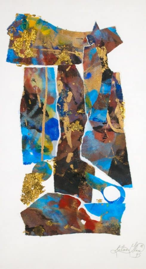 Selma Glass, “Shades of Blue,” 1995, mixed media on paper, Paul R. Jones Collection of American Art at The University of Alabama, PJ2008.0249.