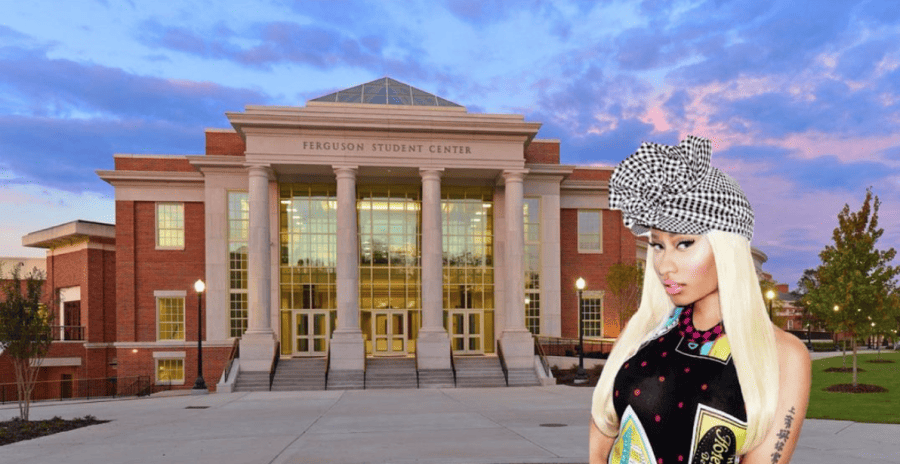 Nicki Minaj photoshopped in front of the Ferguson Student Center.