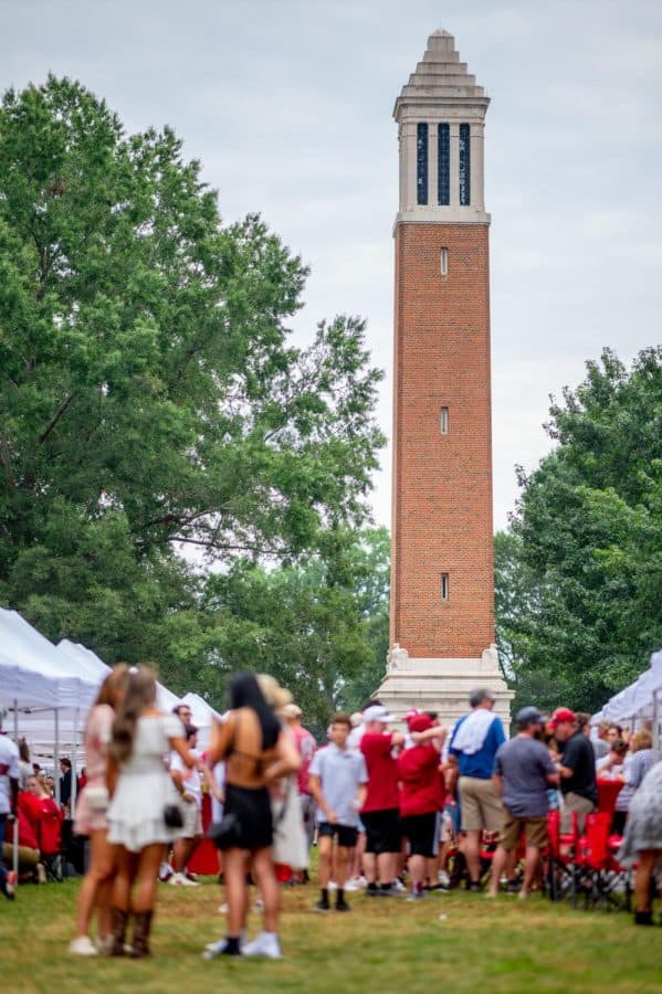 Fans tailgate on the Quad before the Ole Miss game on Oct. 2, 2021. 