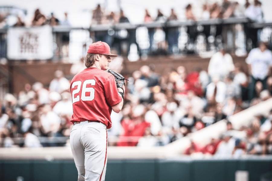 Alabama+pitcher+Grayson+Hitt+prepares+to+throw+a+pitch+in+the+Crimson+Tide%E2%80%99s+6-2+win+against+the+Mississippi+State+Bulldogs+at+Dudy+Noble+Field+in+Starkville%2C+Mississippi.