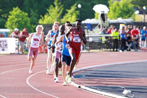 Eliud Kipsang runs at the SEC Championships at the Ole Miss Track & Field Complex in Oxford, Mississippi.